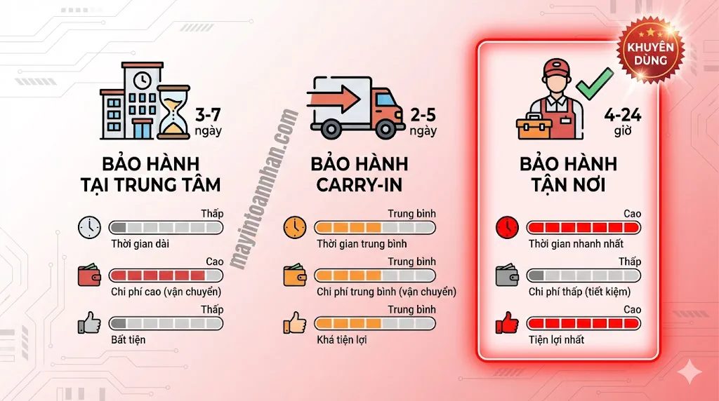 Máy In Bảo Hành 12 Tháng Tận Nơi – Chính Sách & Model 2025