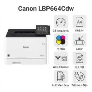 Máy in Canon LBP664Cdw – Máy In Laser Màu 25 Trang/Phút, In 2 Mặt, WiFi, Bảo Hành 12 Tháng