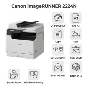 Máy in Máy Photocopy Canon IR 2224N – A3 Đa Năng In/Copy/Scan, WiFi, DADF, Tiết Kiệm Chi Phí