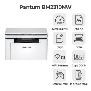 Máy in Máy In Đa Năng Pantum BM2310NW – In, Scan, Copy, WiFi Băng Tần Kép, Giá Rẻ Nhất Phân Khúc