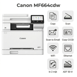 Máy in Canon MF664Cdw – Laser màu đa năng In/Copy/Scan, WiFi, In 2 mặt tự động