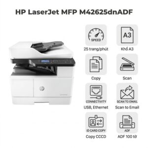 Máy in HP LaserJet MFP M42625dnADF – Đa Năng A3, ADF Đảo Mặt, Mực Tách Drum Tiết Kiệm