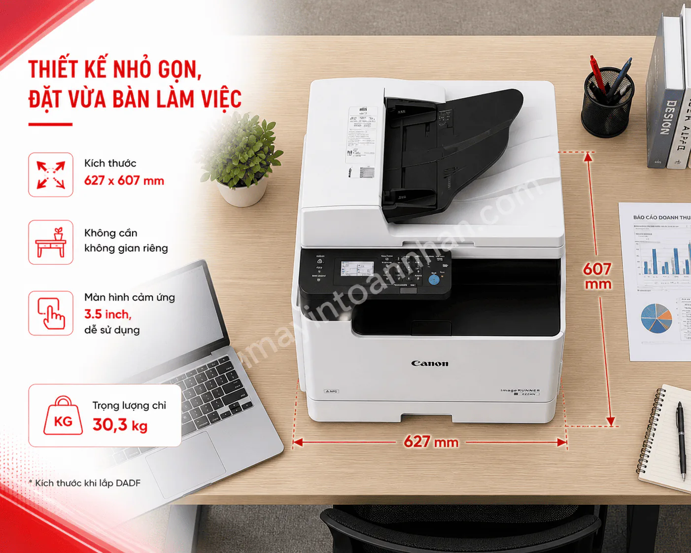 Máy in Máy Photocopy Canon IR 2224N – A3 Đa Năng In/Copy/Scan, WiFi, DADF, Tiết Kiệm Chi Phí