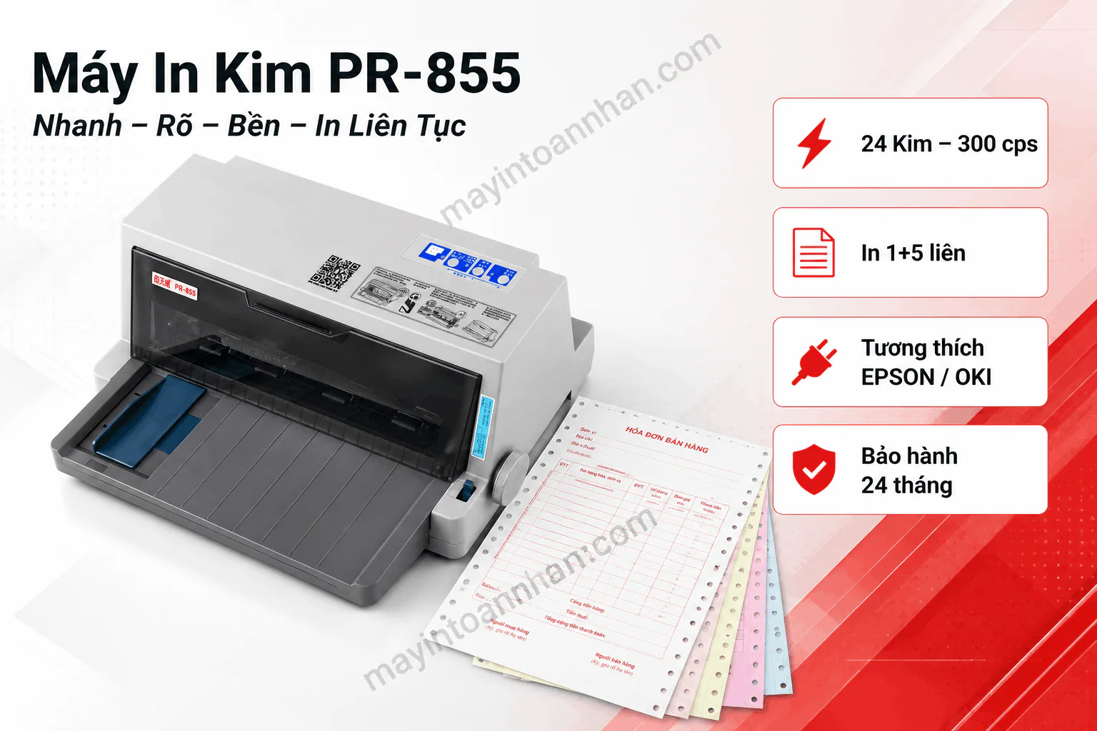 Máy in kim Print-Rite PR-855 – 24 kim, 85 cột, 300 cps, BH 24 tháng