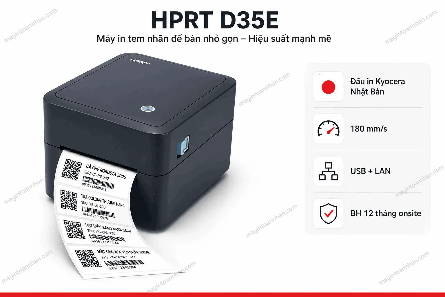 Máy in mã vạch HPRT D35E (USB + LAN)