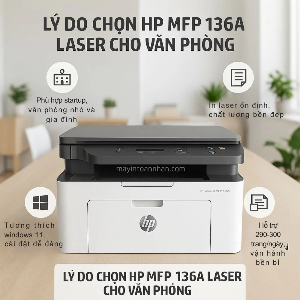 Lý Do Chọn HP MFP 136A Laser Cho Văn Phòng