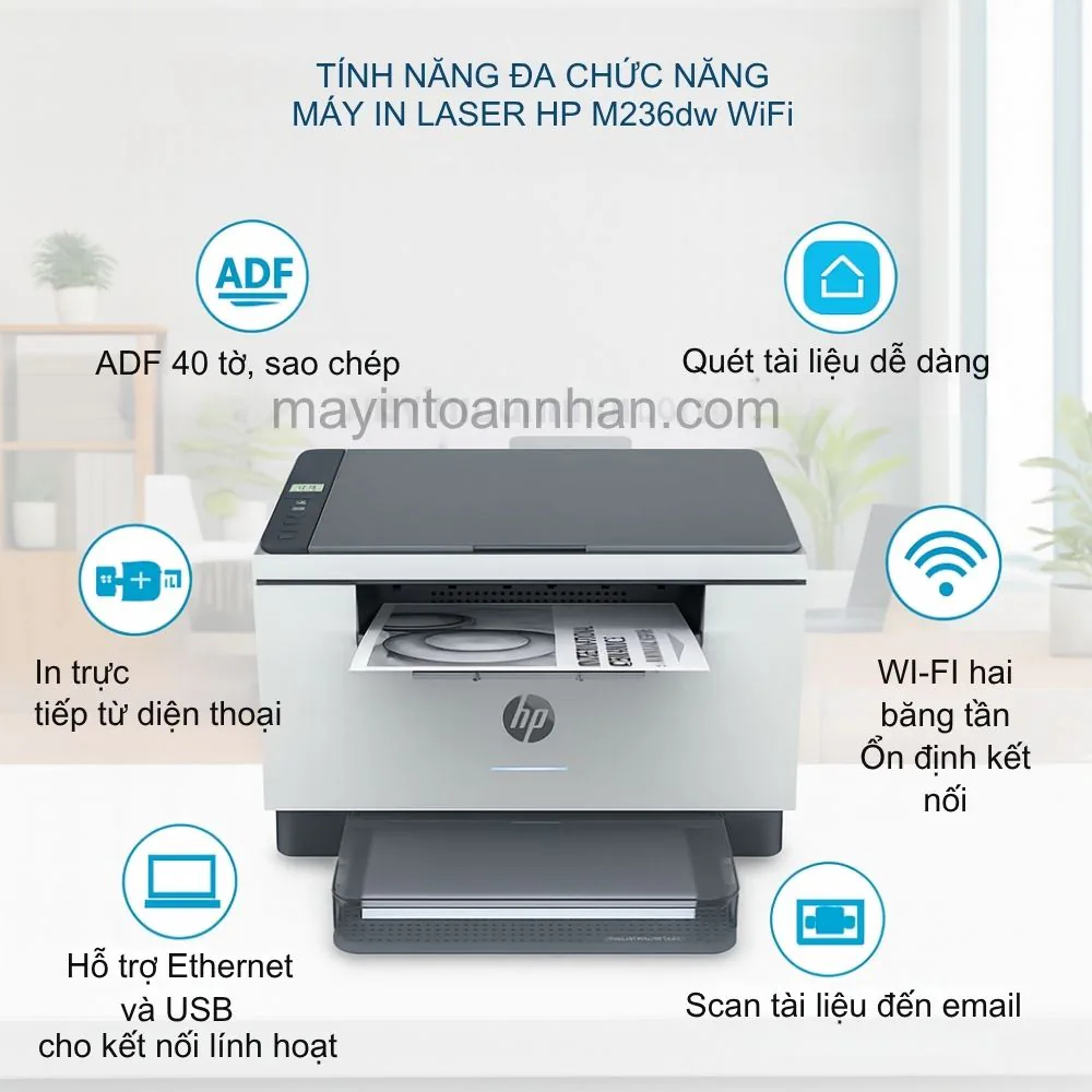 Tính Năng Đa Chức Năng Máy In Laser HP M236dw WiFi