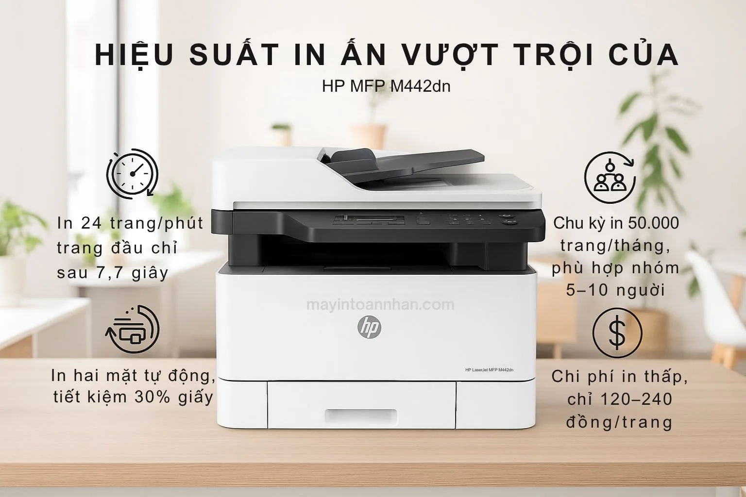 Hiệu suất in ấn vượt trội của hp mfp m442dn