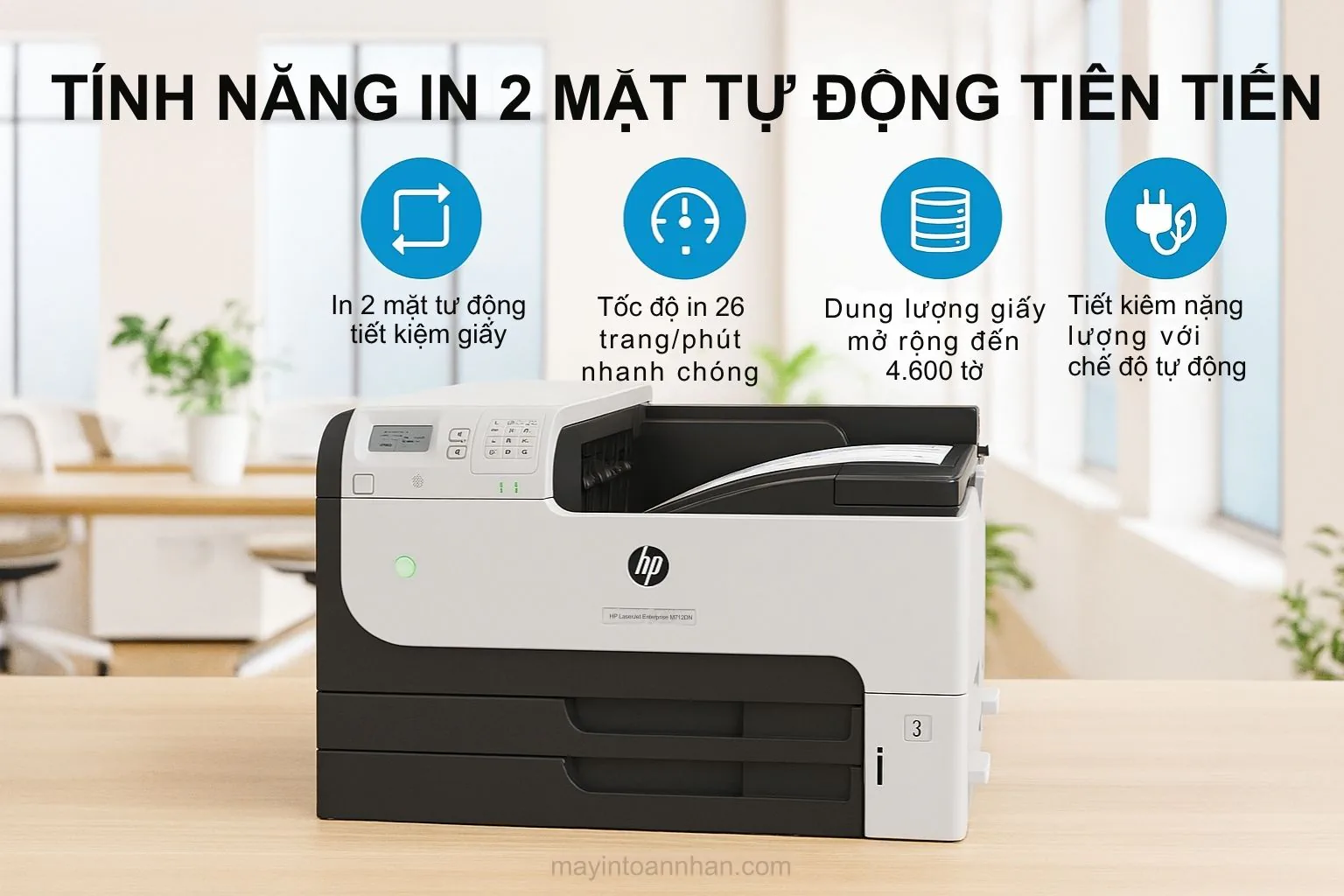 Tính Năng In 2 Mặt Tự Động Tiên Tiến HP LaserJet Enterprise M712DN 
