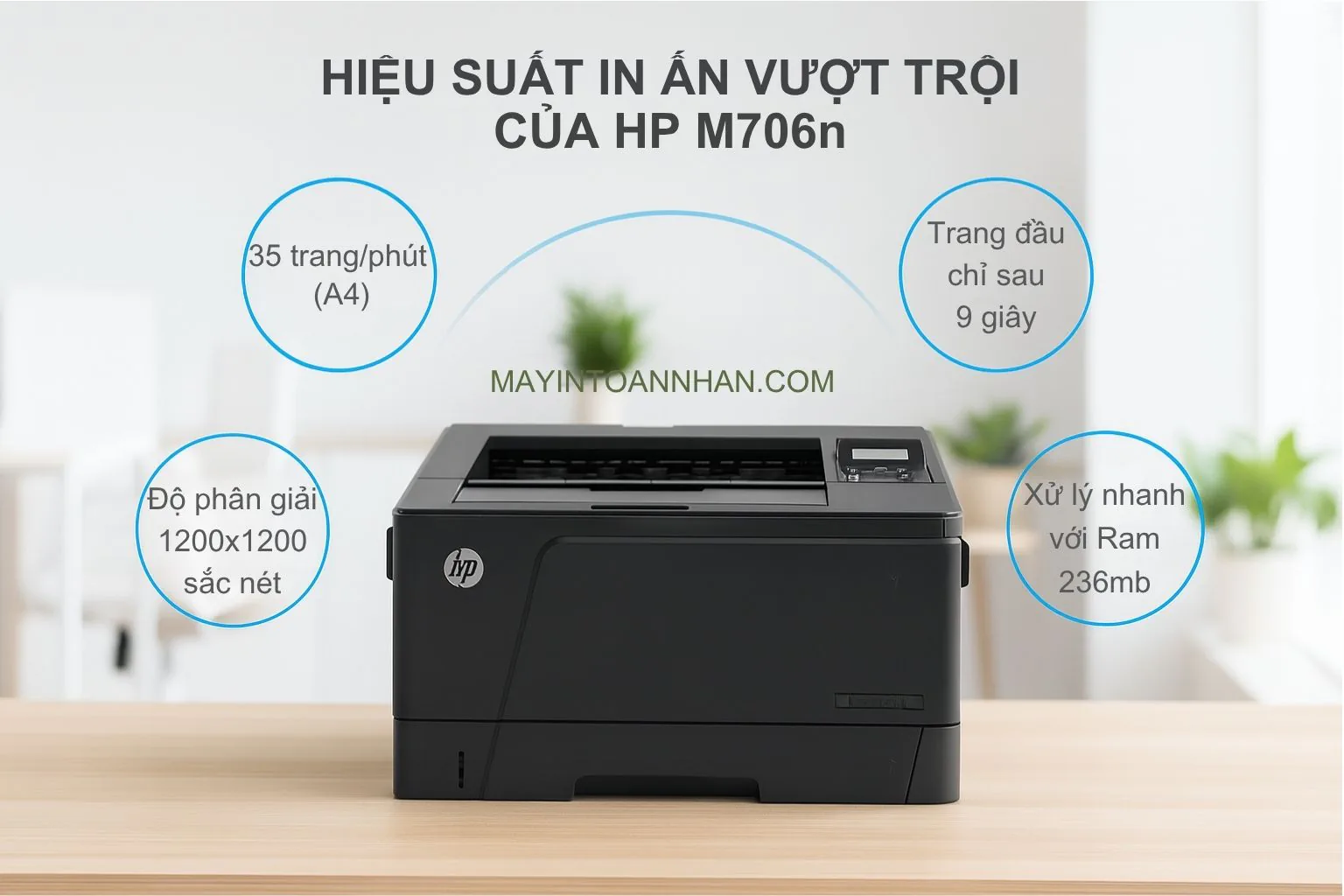 Hiệu suất in ấn vượt trội Máy in laser đen trắng HP LaserJet Pro M706n khổ A3
