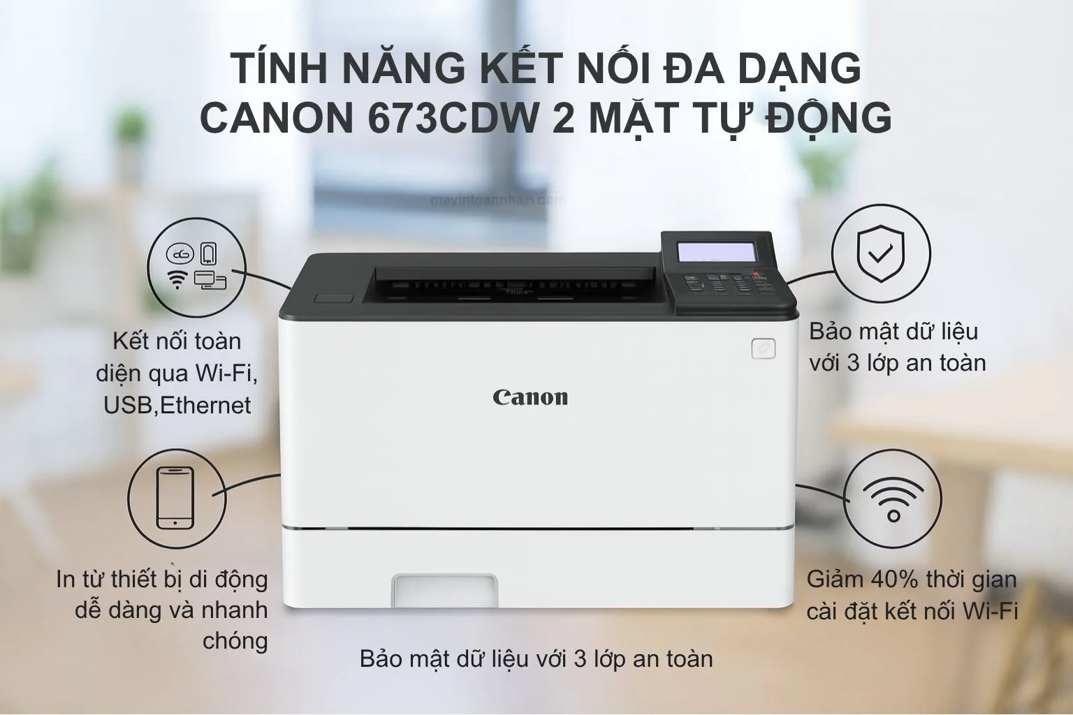 Tính Năng Kết Nối Đa Dạng Canon 673cdw 2 Mặt Tự Động