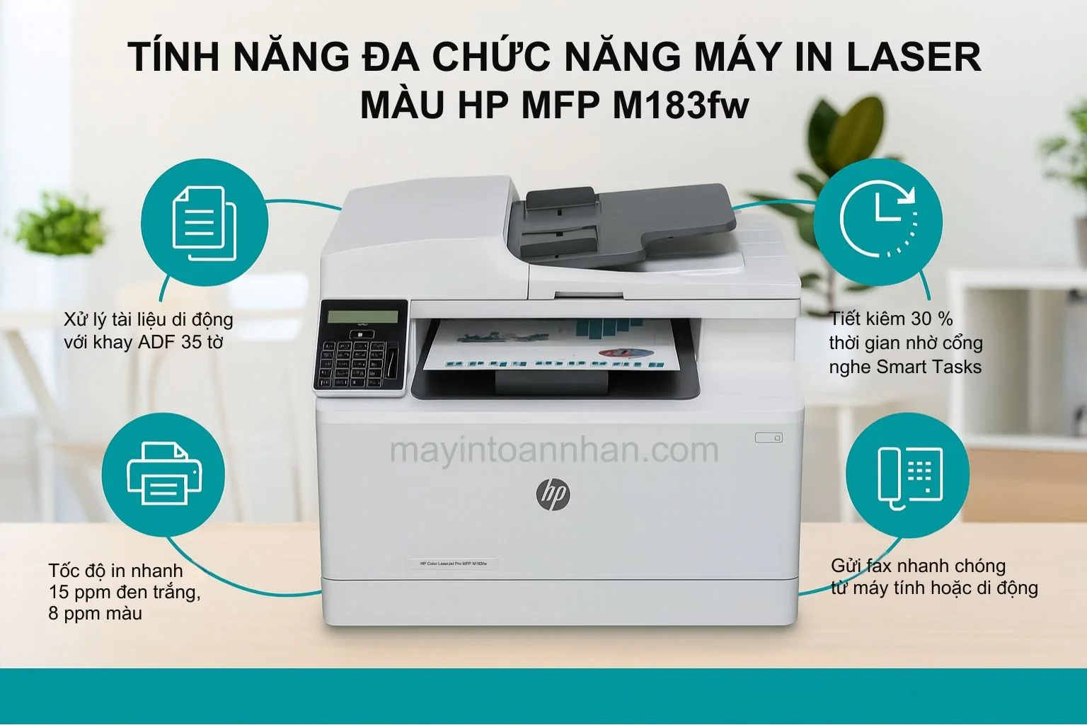 Tính Năng Đa Chức Năng Máy In Laser Màu HP MFP M183fw