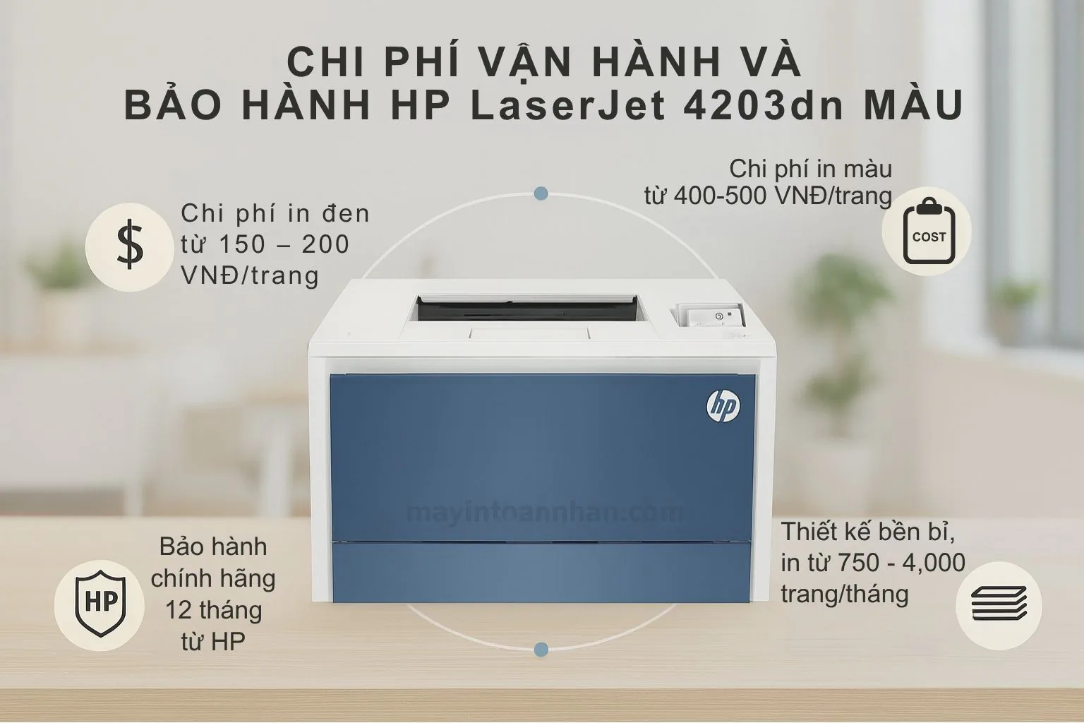 Chi Phí Vận Hành Và Bảo Hành HP LaserJet 4203dn Màu