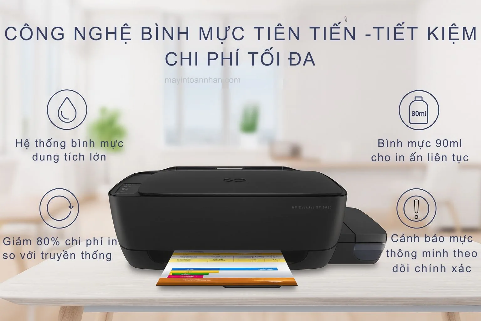 Công Nghệ Bình Mực Tiên Tiến – Tiết Kiệm Chi Phí Tối Đa HP DeskJet GT 5820